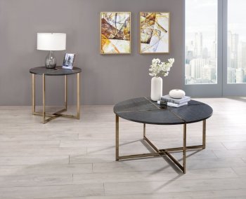 Bromia Coffee Table 3Pc Set 83005 in Black & Champagne by Acme [AMCT-83005 Bromia]