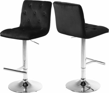 Contempo Bar Stool 711 Set of 4 Black Velvet Fabric by Meridian [MRBA-711 Contempo Black]