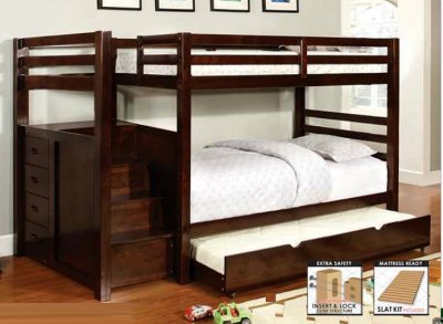 CM-BK966 Pine Ridge Twin/Twin Bunk Bed in Dark Walnut w/Options