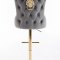 Leo Gold Barstool Set of 2 in Gray Fabric