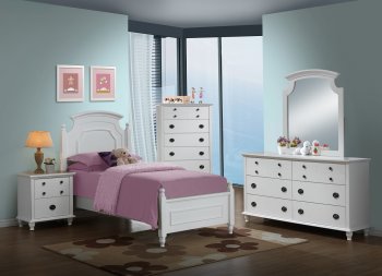 Leila Kids Bedroom 4Pc Set in White by Global w/Options [GFKB-Leila-Kids-WH]