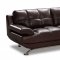 Brown Leather Elegant Contemporary Living Room W/Tufted Seats