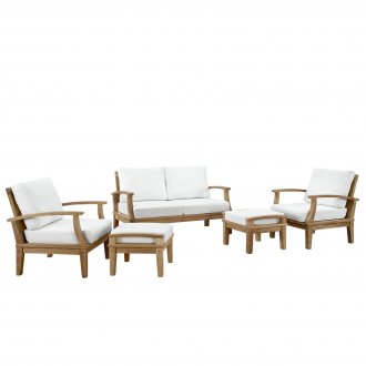 Marina Outdoor Patio Sofa 5Pc Set in Solid Wood by Modway