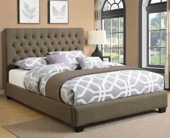 Chloe 300528 Upholstered Bed in Burlap Fabric by Coaster [CRB-300528 Chloe]