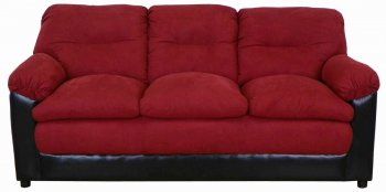 Burgundy Fabric and Bicast Modern Loveseat & Sofa Set w/Options [PMS-6350-Burgundy]