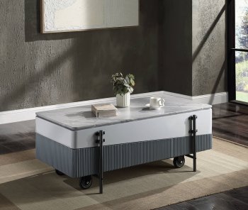 Wilkins Coffee Table LV02187 in Gray & White by Acme w/Lift Top [AMCT-LV02187 Wilkins]