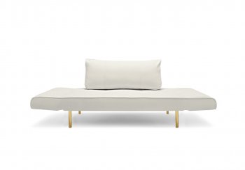 Zeal Daybed in White Leatherette w/Brass Legs by Innovation [INSB-Zeal Deluxe-Brass-588]