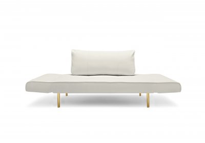 Zeal Daybed in White Leatherette w/Brass Legs by Innovation