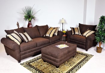 Chocolate Fabric Modern 2Pc Sofa Set w/Optional Ottoman [CHFS-BU-950-Elise]