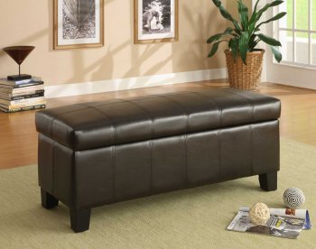 Dark Brown Vinyl Modern Lift Top Storage Bench [HEO-471PU]