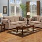 Taupe Fabric Modern Sofa & Loveseat Set w/Wooden Legs