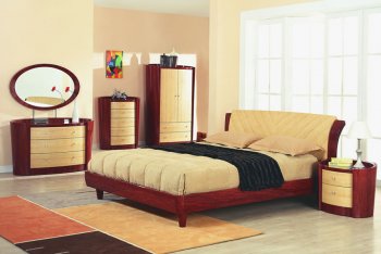 Cherry-Maple High Gloss Finish Contemporary Bedroom Set [GFBS-76-GAB]