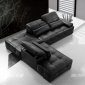 0668A Black Tufted Leather Modern Sectional Sofa