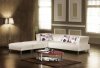 Off-White Bonded Leather Modern Sectional Sofa Set w/Metal Legs