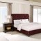 Devon Upholstered Bed 360341 in Wine Red Fabric by Coaster