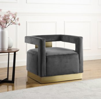 Armani Accent Chair 597 in Grey Velvet by Meridian [MRCC-597 Armani Grey]