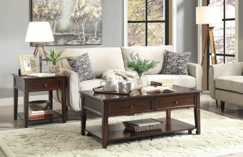 Malachi 3Pc Coffee & End Table Set 80254 in Walnut by Acme [AMCT-80254-Malachi]