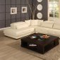 Ivory or Brown Leather Sectional Sofa w/Lift-up Headrests