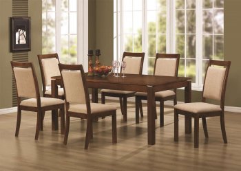 Brown Finish Modern 7Pc Dining Set w/Upholstered Chairs [CRDS-102591]