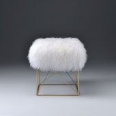 Bagley Ottoman 96700 in White Tibet Wool & Golden Brass by Acme