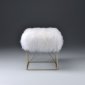 Bagley Ottoman 96700 in White Tibet Wool & Golden Brass by Acme