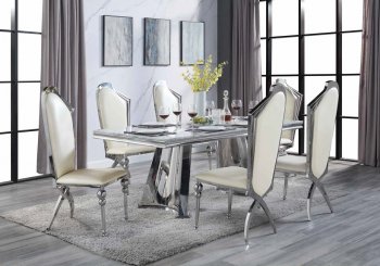 Destry Dining Table DN01188 Silver & Faux Marble -Acme w/Options [AMDS-DN01188 Destry]