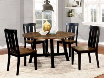 Alana CM3668RT Round Dining Table 5Pc Set in Oak & Black [FADS-CM3668RT-Alana]