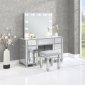 Allora Vanity Set 930242 in Metallic Silver by Coaster w/Stool