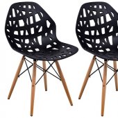 Akron Set of 4 Dining Chairs AK19BL in Black by LeisureMod