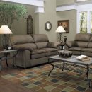 Fern Micro Suede Sofa & Loveseat Contemporary Living Room Set