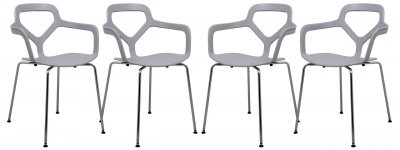 Carney Set of 4 Dining Chairs CC21LGR in Light Gray - LeisureMod