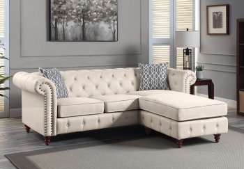 Waldina Sectional Sofa LV00643 in Beige Fabric by Acme [AMSS-LV00643 Waldina]