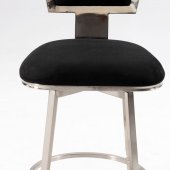 Black Microfiber & Satin Nickel Finish Base Set of Two Barstools