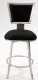 Black Microfiber & Satin Nickel Finish Base Set of Two Barstools