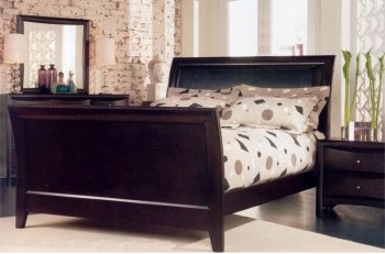 Deep Cappuccino Finish Contemporary Bedroom with Sleigh Bed [CRBS-200411-Phoenix]