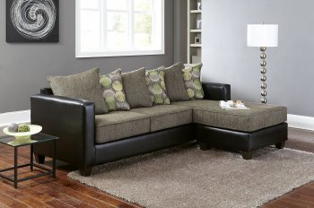 3000 Sectional Sofa in Grey Fabric & Black Bi Cast [EGSS-3000]