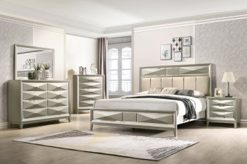 Jade Bedroom Set 5Pc in Silver Champagne by Global w/Options [GFBS-Jade]