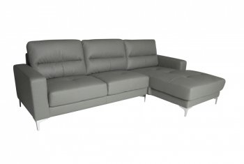 Memphis Sectional Sofa in Gray Bonded Leather by Whiteline [WLSS-Memphis Gray]