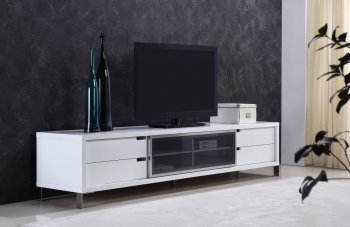 Duke TV Stand in High Gloss White Lacquer by Casabianca [CBTV-Duke White]