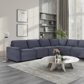 U8177 Power Motion Sectional Sofa in Charcoal Corduroy by Global