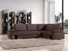 Brown Fabric Modern Sectional Sofa Convertible w/Metal Legs