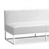 White Bycast Leather Contemporary Bench with One side Armrest