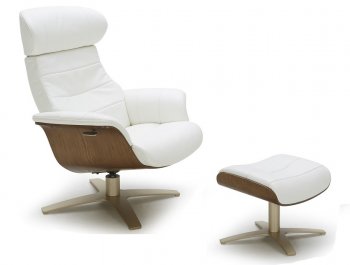 Karma Lounge Chair in White Leather by J&M w/Options [JMAC-Karma White]