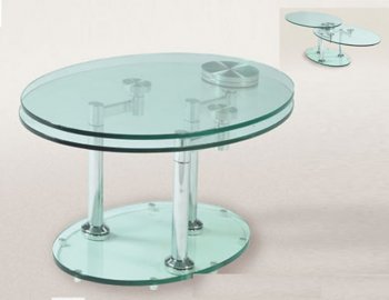 Modern Coffee Table With Round Glass Top And Extension [EFCT-8090]