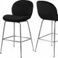 Paris Counter Stool 788 Set of 2 Black Velvet Fabric by Meridian