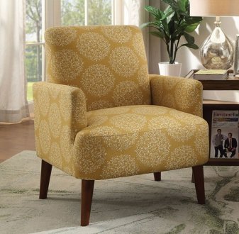 Bray Set of 2 Accent Chairs CM-AC6189YW in Yellow Fabric