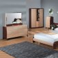 Maple And Cherry Finish Contemporary Bedroom Set