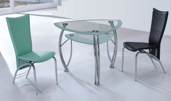 Triangle Shape Glass Top Dinette Table w/Lower Shelf [EFDS-6083 & 4056C]