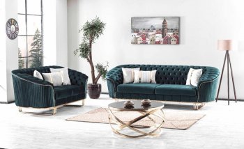 FD521 Sofa & Loveseat Set in Green Velvet by FDF [FDS-FD521]