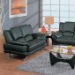 Black Leather Contemporary Sofa & Loveseat Set w/Metal Legs